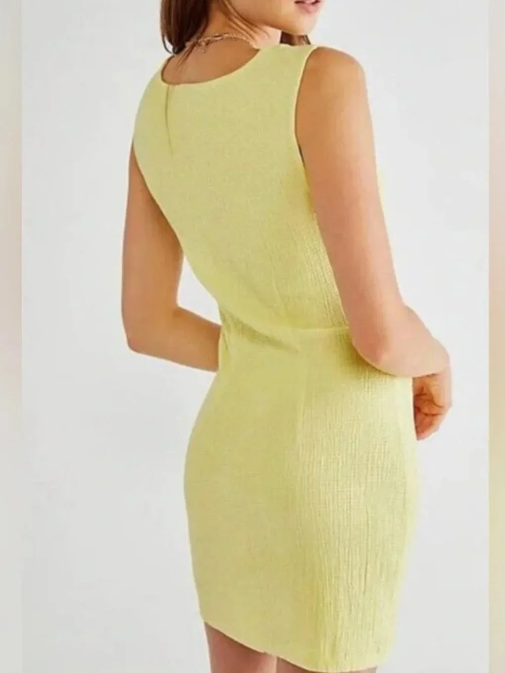 Free People Laila Cutout Mini Dress Lemon Yellow